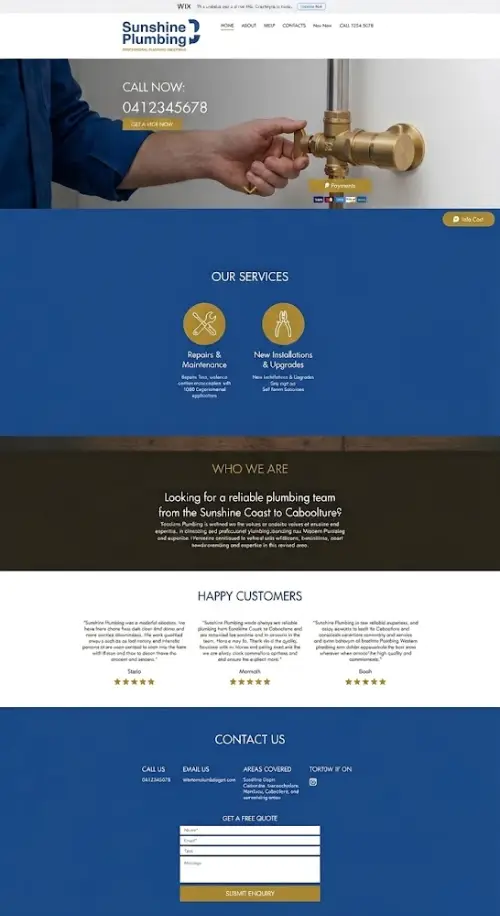old plumber website before redesign